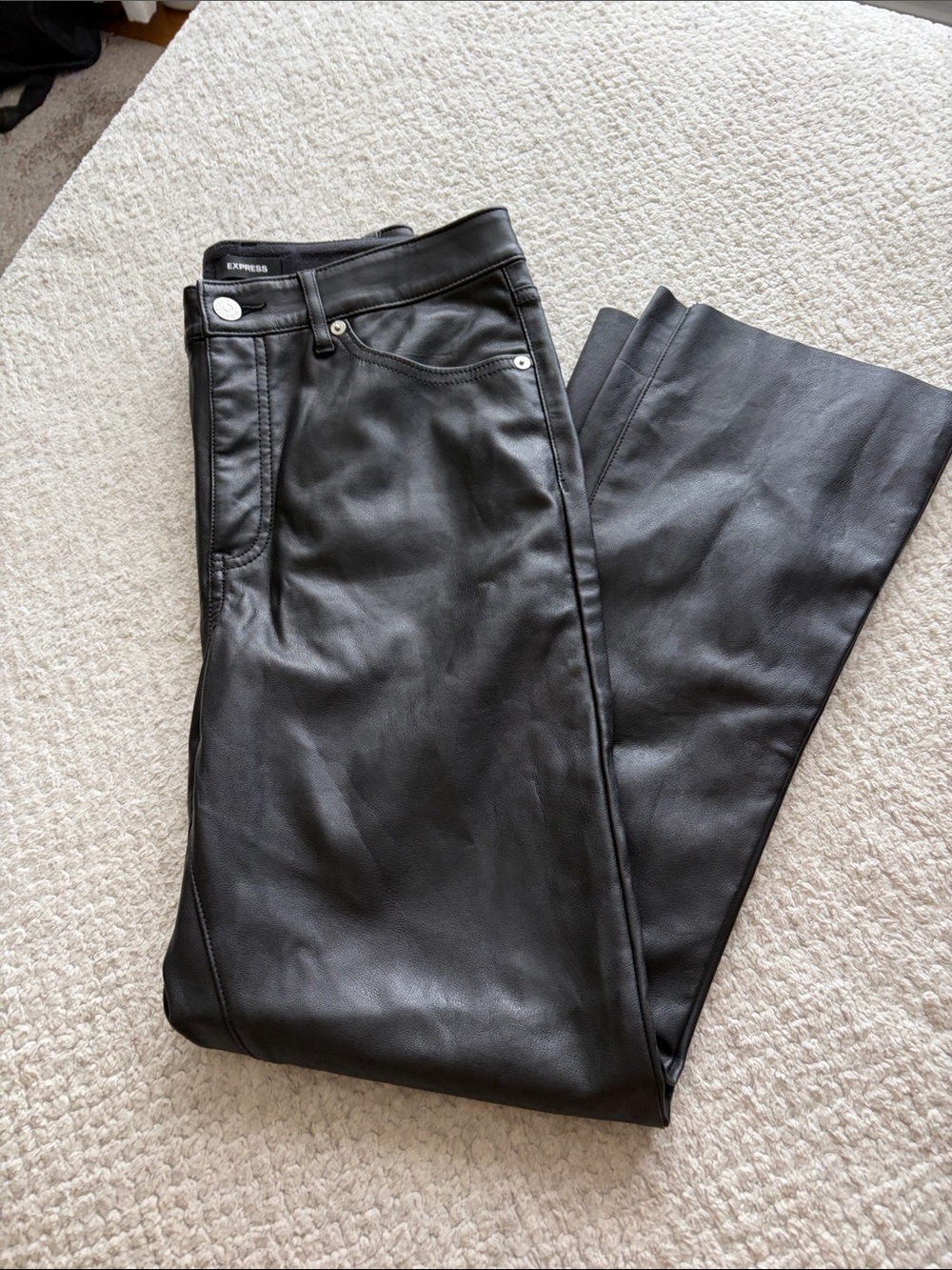 Express Black Faux Leather Wide Leg Trousers see description